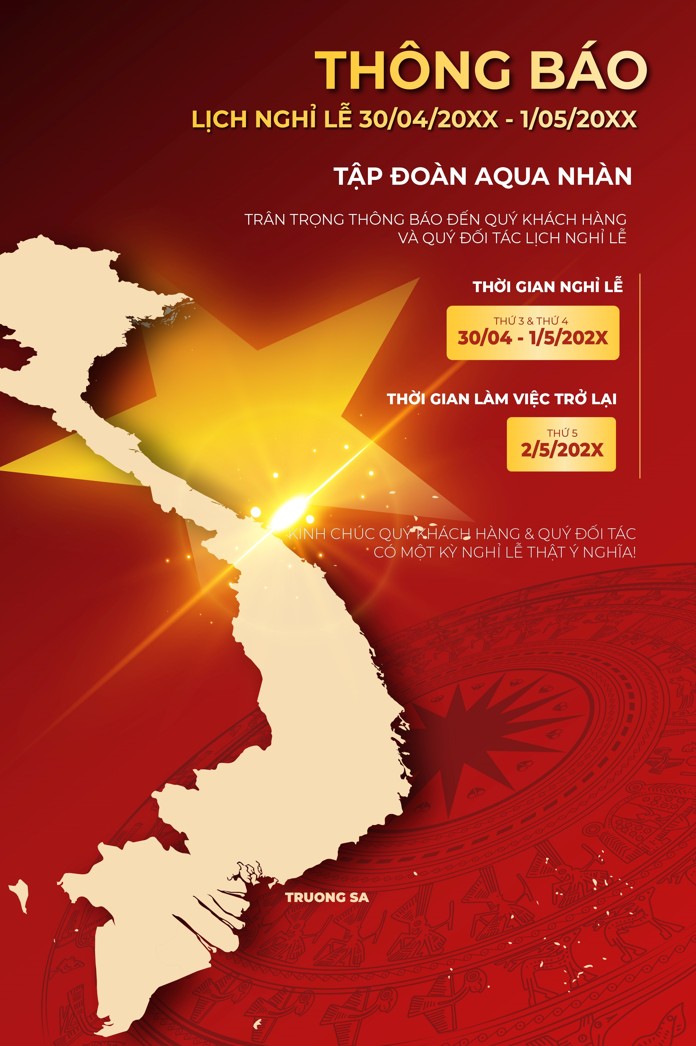 Holiday Notice 30/4 – 1/5 in Vietnam Red Background, Đông Sơn Drum ...